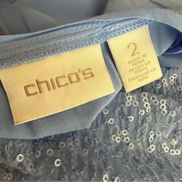Chico’s Light Blue Sequin Top Chico’s Size 2 US Large - Picture 13 of 14